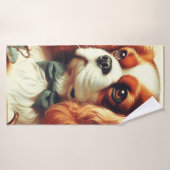Cavalier King Charles Spaniel Schilderij Badhanddoek (Badhanddoek)