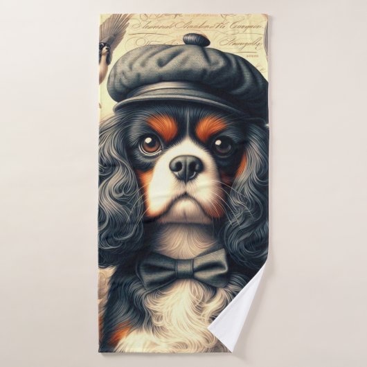 Cavalier King Charles Spaniel Schilderij Badhanddoek (Badhanddoek)