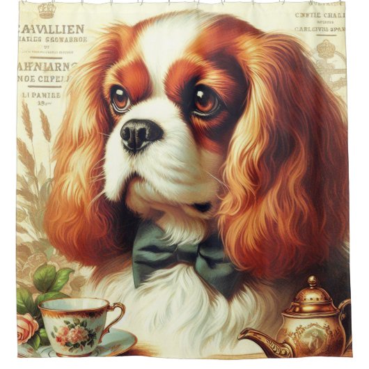  Cavalier King Charles Spaniel Schilderij Douchegordijn (Voorkant)