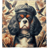 Cavalier King Charles Spaniel Schilderij Douchegordijn (Voorkant)