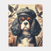 Cavalier King Charles Spaniel Schilderij Fleece Deken (Voorkant)