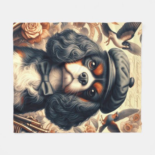 Cavalier King Charles Spaniel Schilderij Fleece Deken (Voorkant (Horizontaal))