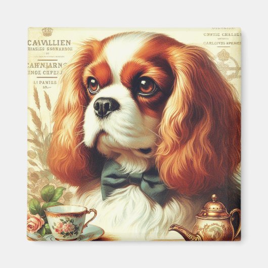  Cavalier King Charles Spaniel Schilderij Magneet (Voorkant)