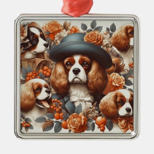 Cavalier King Charles Spaniel Schilderij Metalen Ornament (Voorkant)