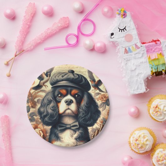 Cavalier King Charles Spaniel Schilderij Papieren Bordje (Feest)
