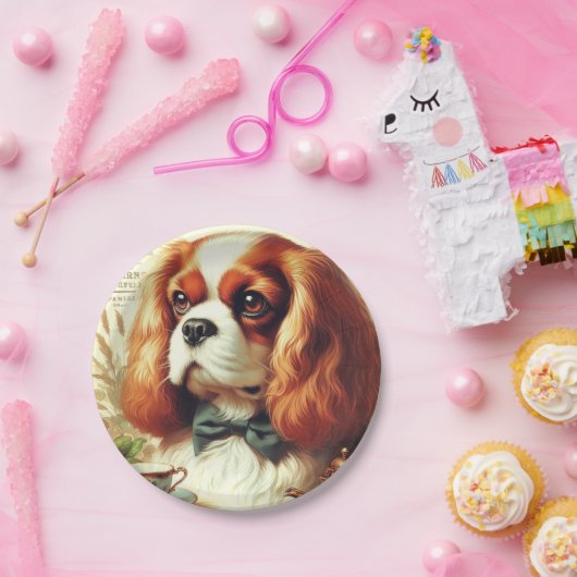  Cavalier King Charles Spaniel Schilderij Papieren Bordje (Feest)