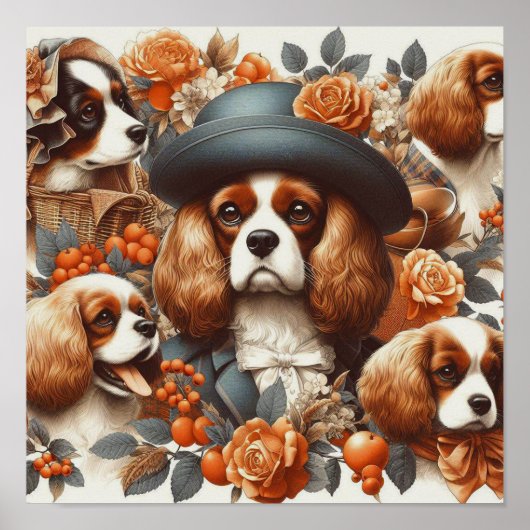 Cavalier King Charles Spaniel Schilderij Poster (Voorkant)
