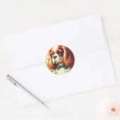 Cavalier King Charles Spaniel Schilderij Ronde Sticker (Envelop)