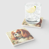  Cavalier King Charles Spaniel Schilderij Stenen Onderzetter (Zijkant)