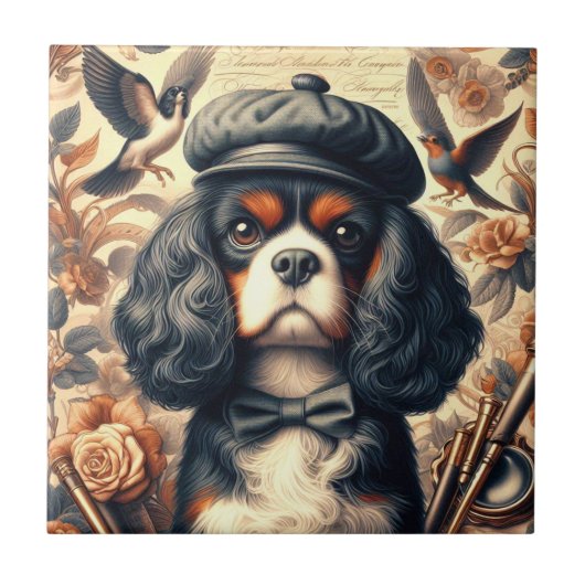 Cavalier King Charles Spaniel Schilderij Tegeltje (Voorkant)