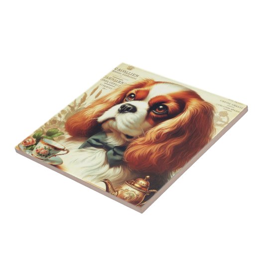 Cavalier King Charles Spaniel Schilderij Tegeltje (Zijkant)