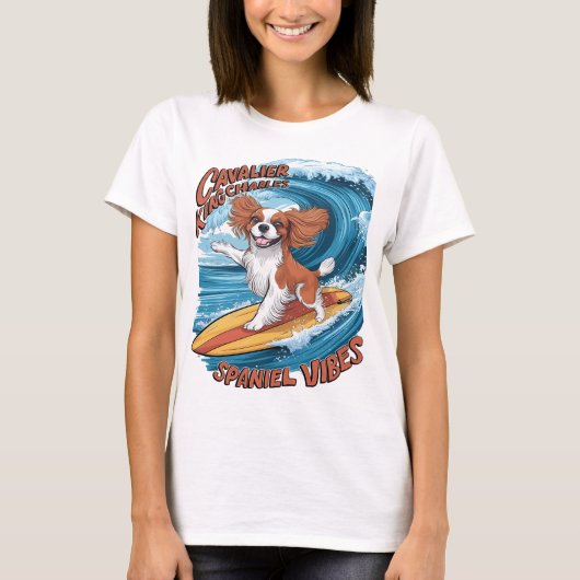 Cavalier King Charles Spaniel Shreds Golfsurfen T-shirt (Voorkant)