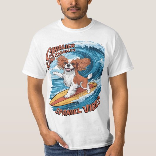 Cavalier King Charles Spaniel Shreds Golfsurfen T-shirt (Voorkant)
