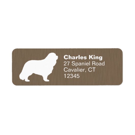 Cavalier King Charles Spaniel Silhouette Adres Etiket (Voorkant)