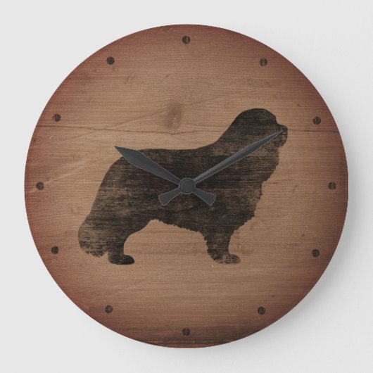 Cavalier King Charles Spaniel Silhouette Rustic Grote Klok (Voorkant)