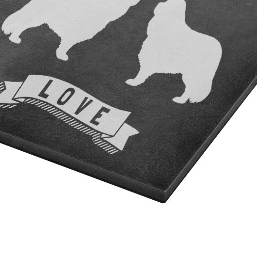 Cavalier King Charles Spaniel Silhouetten Liefde Snijplank (Hoek)