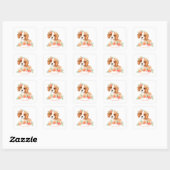 Cavalier King Charles Spaniel Sinaasappel Bloemen Vierkante Sticker (Vel)