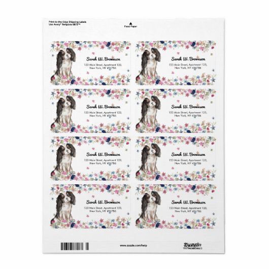 Cavalier King Charles Spaniel Small Size Dog Etiket (Full Sheet)