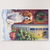Cavalier King Charles Spaniel Sneeuw Kerstmis Legpuzzel (Horizontaal)