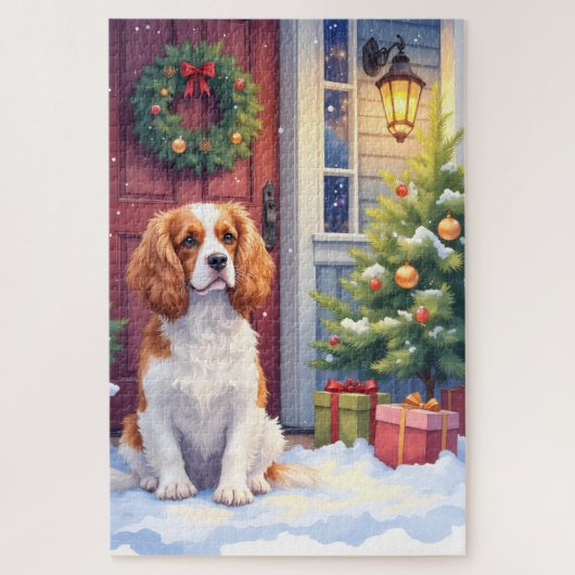 Cavalier King Charles Spaniel Sneeuw Kerstmis Legpuzzel (Verticaal)