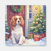 Cavalier King Charles Spaniel Sneeuw Kerstmis Magneet (Voorkant)