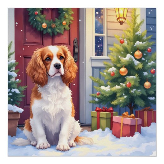 Cavalier King Charles Spaniel Sneeuw Kerstmis Perfect Poster (Voorkant)