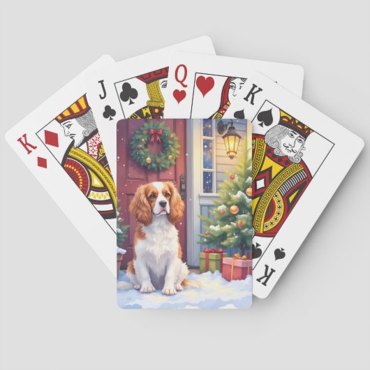 Cavalier King Charles Spaniel Sneeuw Kerstmis Pokerkaarten (Achterkant)
