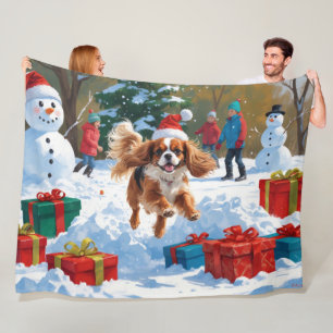 Cavalier King Charles Spaniel Sneeuw met Kerstmis  Fleece Deken