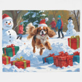Cavalier King Charles Spaniel Sneeuw met Kerstmis Fleece Deken (Voorkant (Horizontaal))
