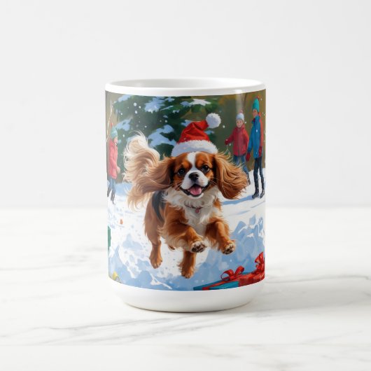 Cavalier King Charles Spaniel Sneeuw met Kerstmis Koffiemok (Center)