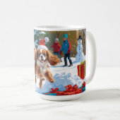Cavalier King Charles Spaniel Sneeuw met Kerstmis Koffiemok (Voorkant rechts)