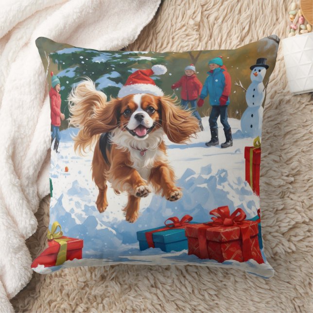 Cavalier King Charles Spaniel Sneeuw met Kerstmis Kussen (Deken)