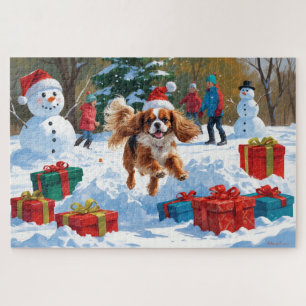 Cavalier King Charles Spaniel Sneeuw met Kerstmis Legpuzzel