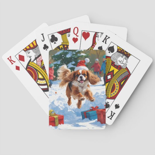 Cavalier King Charles Spaniel Sneeuw met Kerstmis Pokerkaarten (Achterkant)