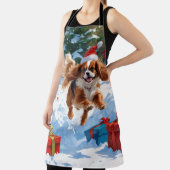 Cavalier King Charles Spaniel Sneeuw met Kerstmis Schort (Insitu)