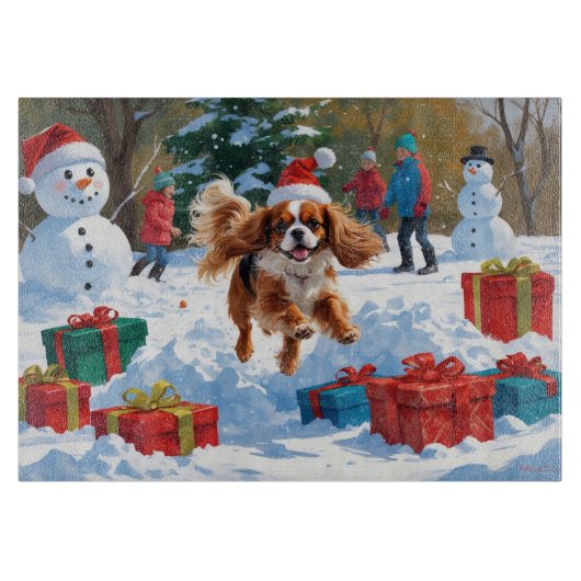 Cavalier King Charles Spaniel Sneeuw met Kerstmis Snijplank (Voorkant)