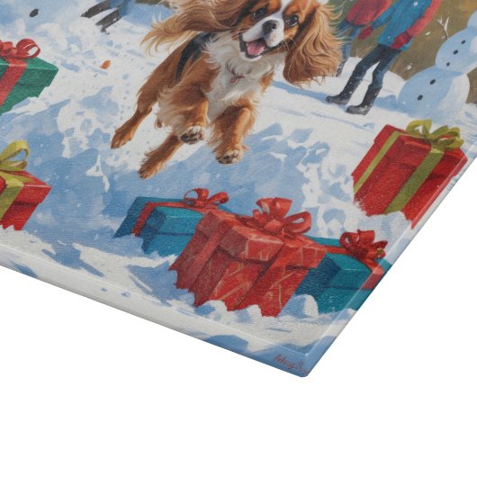 Cavalier King Charles Spaniel Sneeuw met Kerstmis Snijplank (Hoek)
