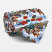 Cavalier King Charles Spaniel Sneeuw met Kerstmis Stropdas (Opgerold)