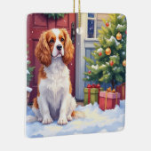 Cavalier King Charles Spaniel Snowy Christmas Keramisch Ornament (Rechts)