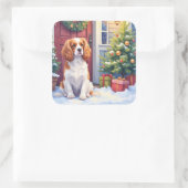 Cavalier King Charles Spaniel Snowy Christmas Vierkante Sticker (Tas)