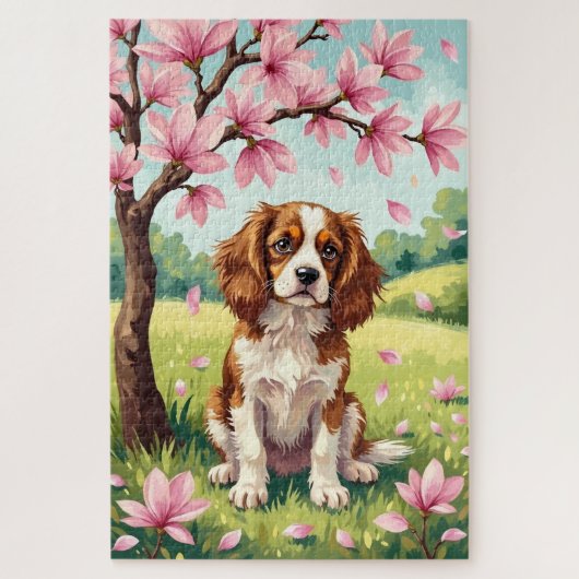 Cavalier King Charles Spaniel Spring Blossom Dog Legpuzzel (Verticaal)
