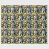 Cavalier King Charles Spaniel Spring Flowers Cadeaupapier (Vlak)