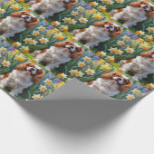 Cavalier King Charles Spaniel Spring Flowers Cadeaupapier (Hoek)