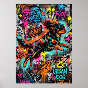 Cavalier King Charles Spaniel Straatkunst Graffiti Poster