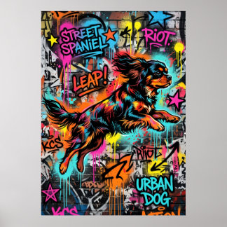 Cavalier King Charles Spaniel Straatkunst Graffiti Poster