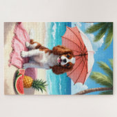 Cavalier King Charles Spaniel Strandtafereel Legpuzzel (Horizontaal)
