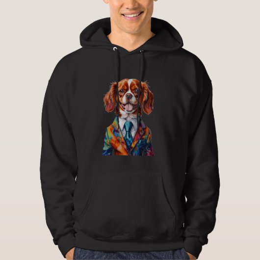 Cavalier King Charles Spaniel Suit Hond Grappige P Hoodie (Voorkant)