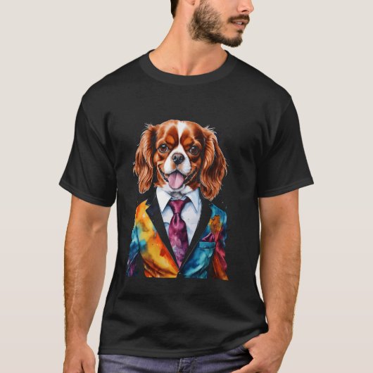 Cavalier King Charles Spaniel Suit Hond Grappige P T-shirt (Voorkant)