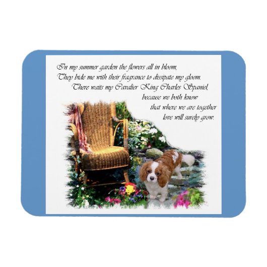 Cavalier King Charles Spaniel Summer Garden Magneet (Horizontaal)