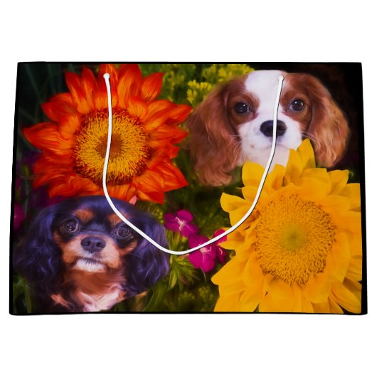 Cavalier King Charles Spaniel Sunflower Groot Cadeauzakje (Voorkant)